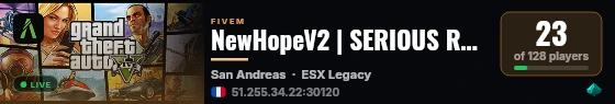 NewHopeV2 | SERIOUS RP | 85 % script custom live status badge