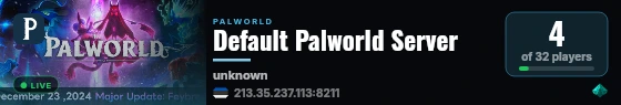 Default Palworld Server live status badge