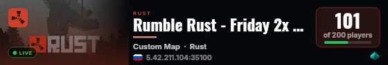 Rumble Rust - Friday 2x | Wipe 28.08 live status badge