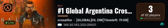 #1 Global Argentina Crossfire 24/7 Server live status badge