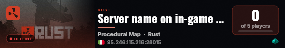Server name on in-game server list live status badge