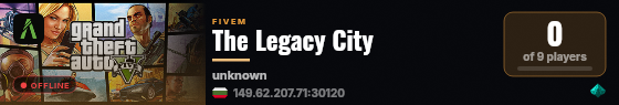The Legacy City live status badge