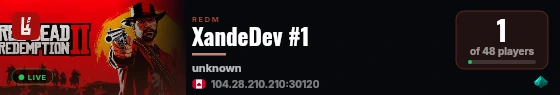 XandeDev #1 live status badge