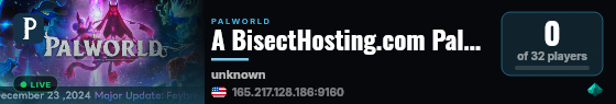 A BisectHosting.com Palworld Server - zsi9pmT7 live status badge