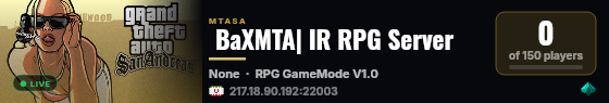  BaXMTA| IR RPG Server live status badge