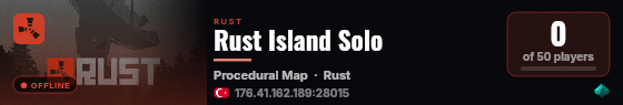 Rust Island Solo live status badge
