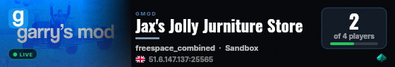 Jax's Jolly Jurniture Store live status badge