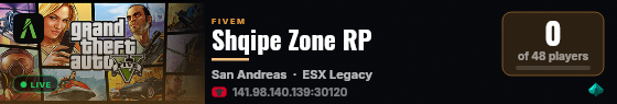 Shqipe Zone RP live status badge