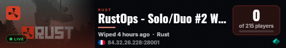 RustOps - Solo/Duo #2 Weekly | 20/08 20.08 08/20 live status badge