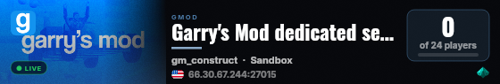 Garry's Mod dedicated server live status badge