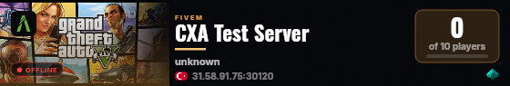 CXA Test Server live status badge