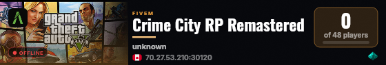 Crime City RP Remastered live status badge