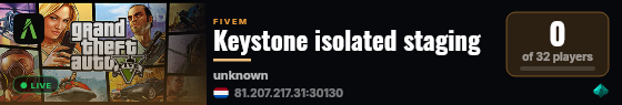 Keystone isolated staging live status badge
