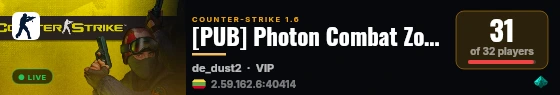 [PUB] Photon Combat Zone live status badge