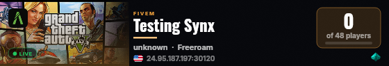 Testing Synx live status badge