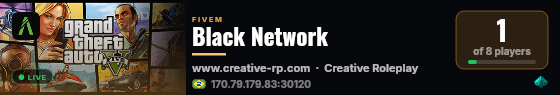 Black Network live status badge