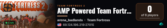 AMP Powered Team Fortress 2 Server live status badge