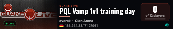 PQL Vamp 1v1 training day live status badge