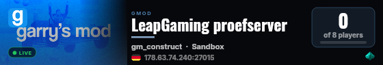 LeapGaming proefserver live status badge