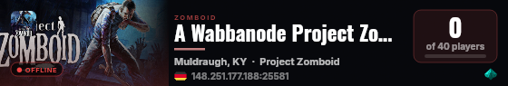 A Wabbanode Project Zomboid Server live status badge
