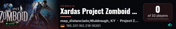 Xardas Project Zomboid Server live status badge
