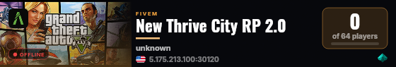 New Thrive City RP 2.0 live status badge