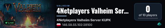 4Netplayers Valheim Server KUPKA live status badge