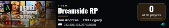 Dreamside RP live status badge