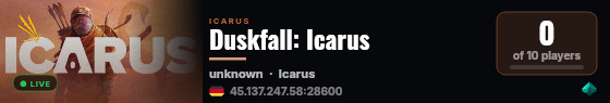 Duskfall: Icarus live status badge
