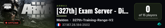 [327th] Exam Server - Discord.com/327th live status badge