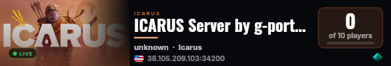 ICARUS Server by g-portal.com live status badge