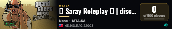 ♦ Saray Roleplay ✭ | discord.gg/yakında | İstanbul Türk / Türkçe Sesli Roleplay! live status badge