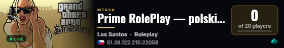 Prime RolePlay — polski serwer MTA RolePlay | DEV live status badge