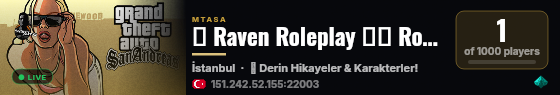 █ Raven Roleplay ❰❰ Roleplay Keyfi ❱❱ (Turk/Türk) live status badge