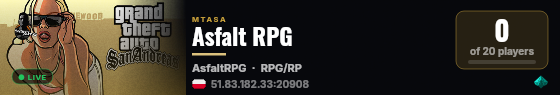 Asfalt RPG live status badge