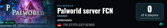 Palworld server FCN live status badge