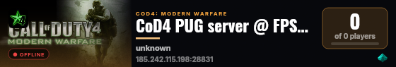 CoD4 PUG server @ FPSChallenge.eu live status badge