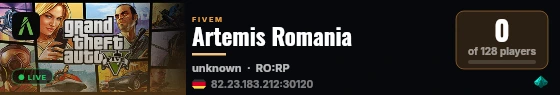 Artemis Romania live status badge