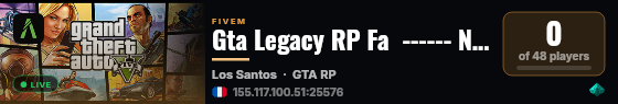 Gta Legacy RP Fa  ------ New Server Prime ------ live status badge