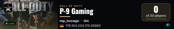 P-9 Gaming live status badge