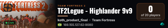 TF2Legue - Highlander 9v9 live status badge
