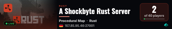A Shockbyte Rust Server live status badge