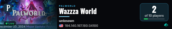 Wazzza World live status badge