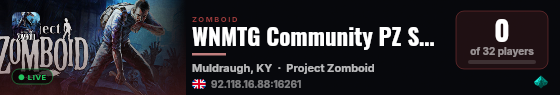 WNMTG Community PZ Server live status badge