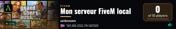 Mon serveur FiveM local live status badge