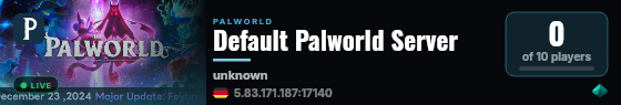 Default Palworld Server live status badge