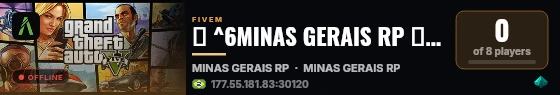 🎮 ^6MINAS GERAIS RP 🎮 ✅ INAUGUROU HOJE ✅ | 🎮 https://discord.gg/Dh7mPeXp9Y live status badge