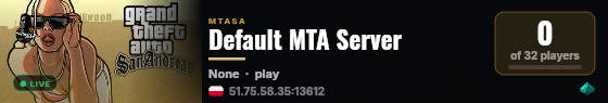 Default MTA Server live status badge
