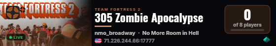 305 Zombie Apocalypse live status badge