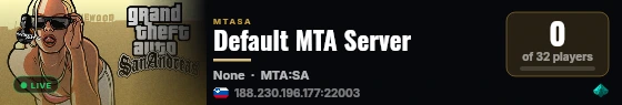 Default MTA Server live status badge